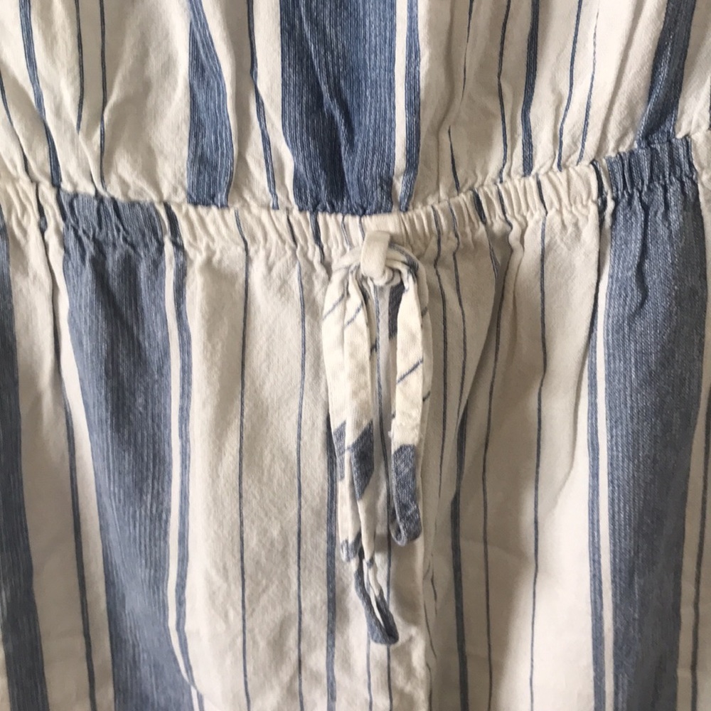 PAC-SUN‎ LA Hearts Strapless Jumpsuit blue & white cropped w/ ties detail size S - Picture 3 of 9